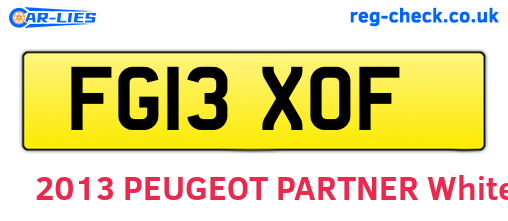 FG13XOF are the vehicle registration plates.