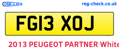 FG13XOJ are the vehicle registration plates.