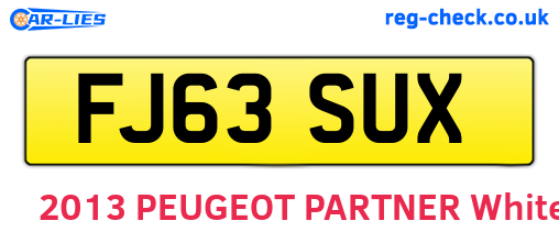FJ63SUX are the vehicle registration plates.