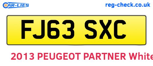 FJ63SXC are the vehicle registration plates.