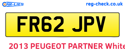 FR62JPV are the vehicle registration plates.