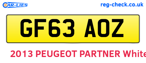 GF63AOZ are the vehicle registration plates.