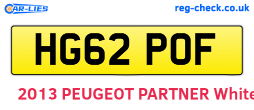 HG62POF are the vehicle registration plates.