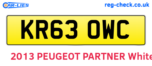 KR63OWC are the vehicle registration plates.