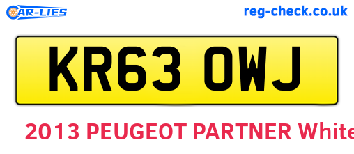 KR63OWJ are the vehicle registration plates.