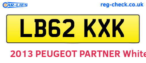 LB62KXK are the vehicle registration plates.