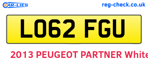 LO62FGU are the vehicle registration plates.