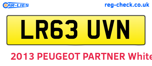 LR63UVN are the vehicle registration plates.