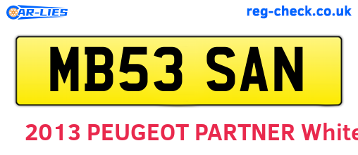 MB53SAN are the vehicle registration plates.