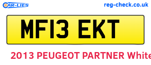 MF13EKT are the vehicle registration plates.