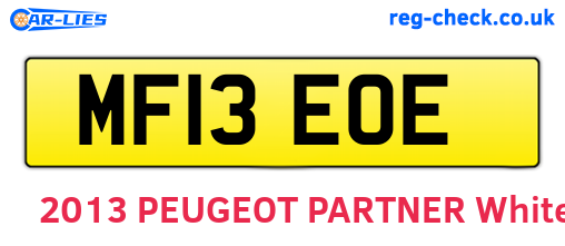 MF13EOE are the vehicle registration plates.