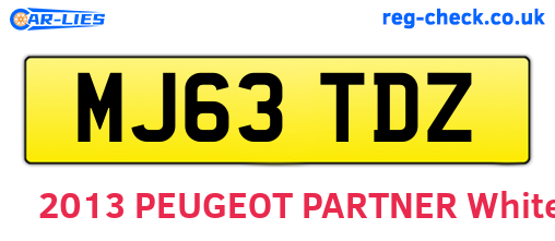 MJ63TDZ are the vehicle registration plates.