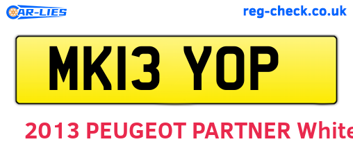 MK13YOP are the vehicle registration plates.