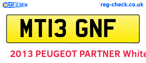 MT13GNF are the vehicle registration plates.