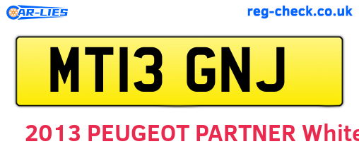 MT13GNJ are the vehicle registration plates.