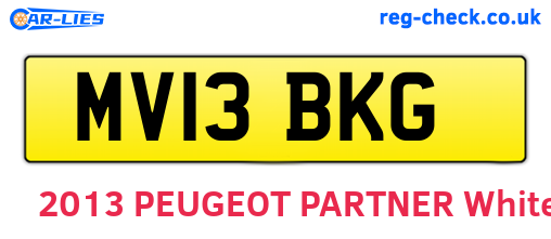 MV13BKG are the vehicle registration plates.