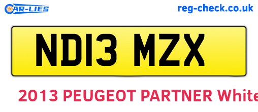 ND13MZX are the vehicle registration plates.