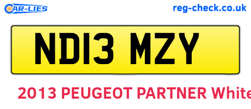 ND13MZY are the vehicle registration plates.