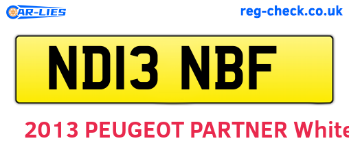 ND13NBF are the vehicle registration plates.