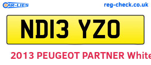 ND13YZO are the vehicle registration plates.