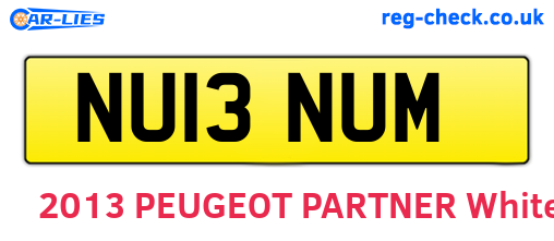 NU13NUM are the vehicle registration plates.