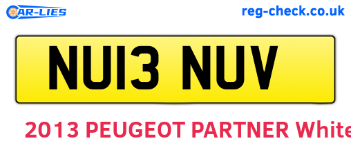NU13NUV are the vehicle registration plates.