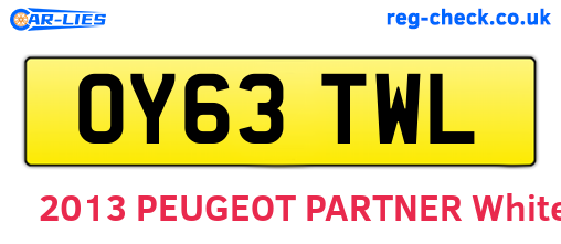 OY63TWL are the vehicle registration plates.