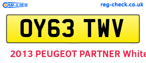 OY63TWV are the vehicle registration plates.