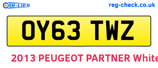 OY63TWZ are the vehicle registration plates.