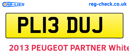 PL13DUJ are the vehicle registration plates.