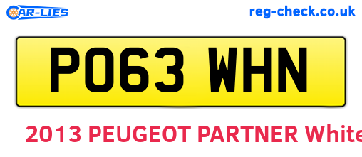 PO63WHN are the vehicle registration plates.