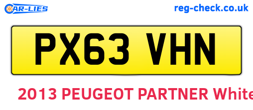 PX63VHN are the vehicle registration plates.