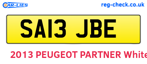 SA13JBE are the vehicle registration plates.