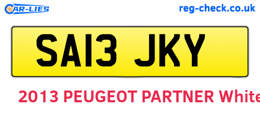 SA13JKY are the vehicle registration plates.