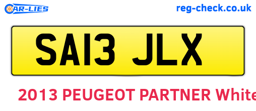 SA13JLX are the vehicle registration plates.