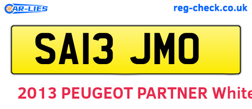 SA13JMO are the vehicle registration plates.