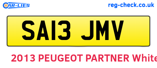 SA13JMV are the vehicle registration plates.