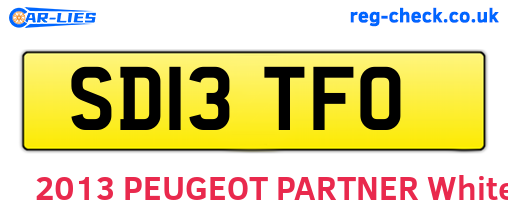 SD13TFO are the vehicle registration plates.