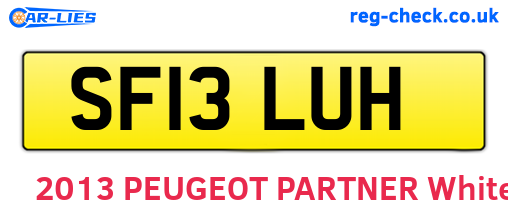 SF13LUH are the vehicle registration plates.