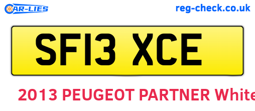 SF13XCE are the vehicle registration plates.