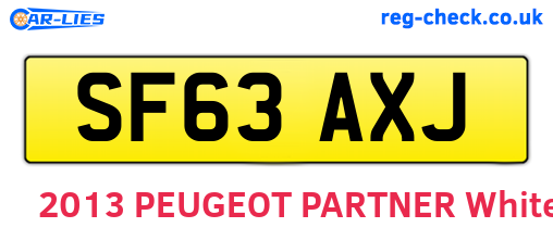 SF63AXJ are the vehicle registration plates.