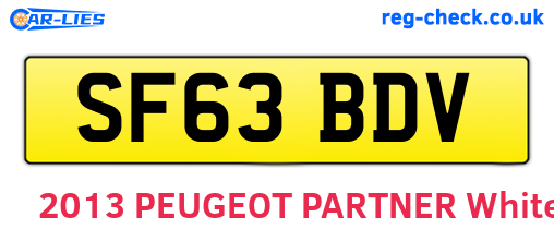 SF63BDV are the vehicle registration plates.