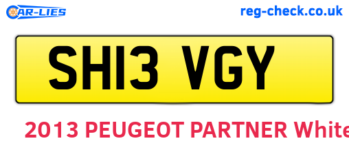 SH13VGY are the vehicle registration plates.