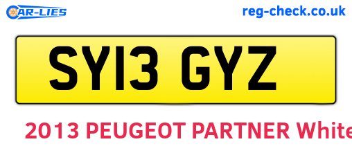 SY13GYZ are the vehicle registration plates.