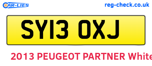 SY13OXJ are the vehicle registration plates.
