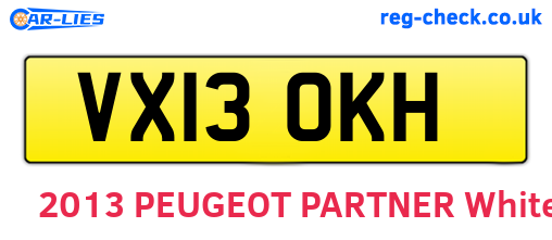 VX13OKH are the vehicle registration plates.
