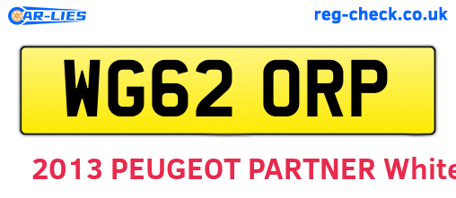 WG62ORP are the vehicle registration plates.