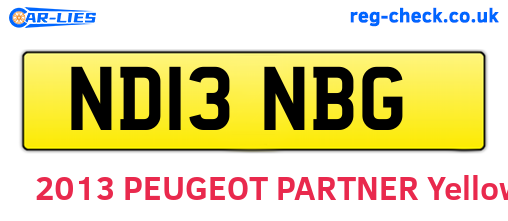 ND13NBG are the vehicle registration plates.