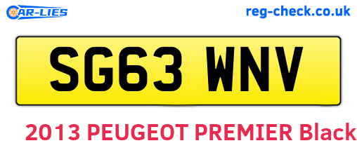 SG63WNV are the vehicle registration plates.