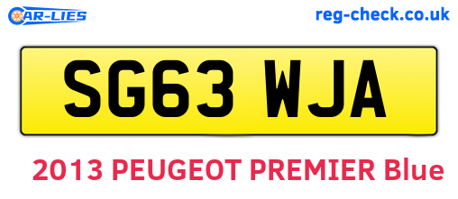 SG63WJA are the vehicle registration plates.